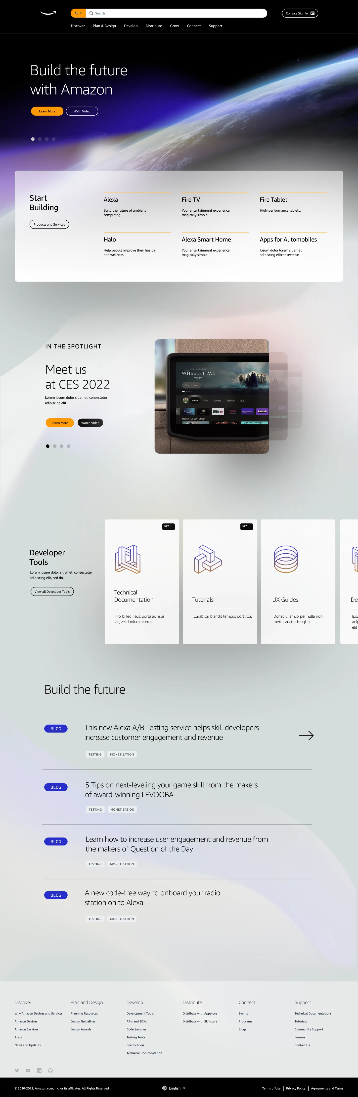Full developer microsite homepage