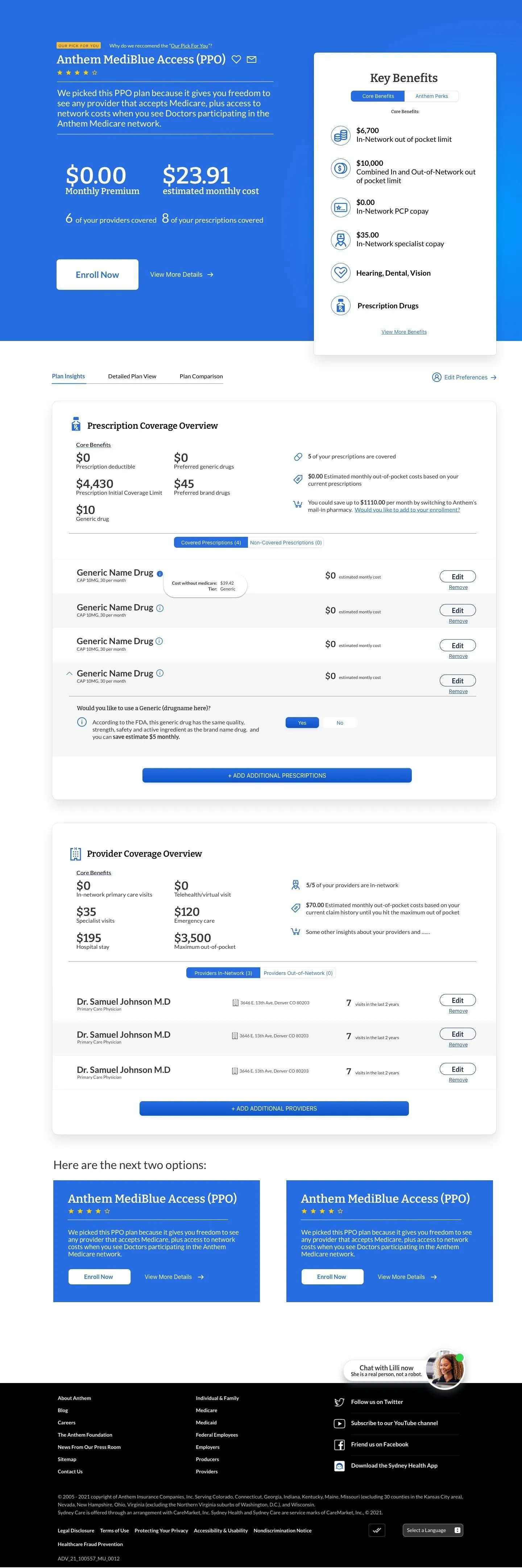 The full plan finder flow from start to recommendation