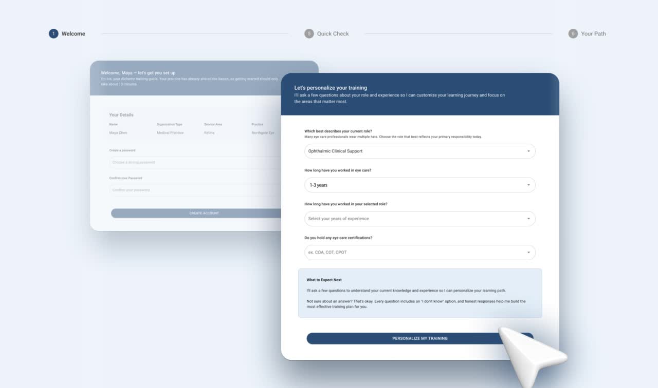 NOVA onboarding questions shown to a new technician